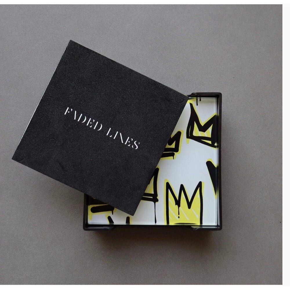 Faded Lines Graffiti Style Glass Coaster Set (6) New